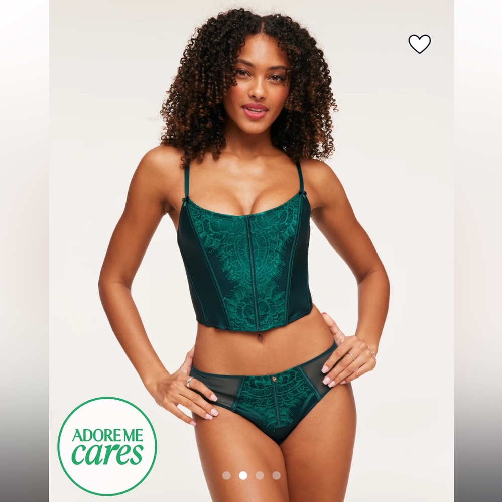 Emerald green corset and underwear set